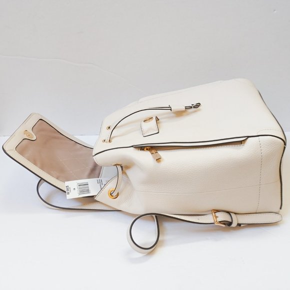 Michael Kors Ginger Medium Drawstring Backpack Pebbled Leather  Light Cream - Picture 7 of 11